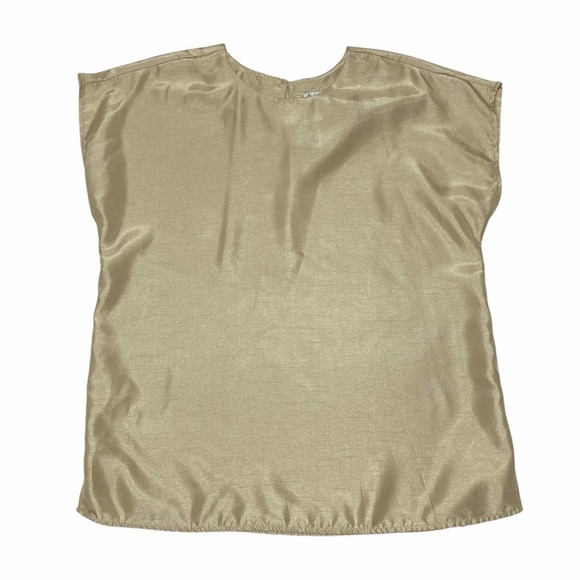 MAGGIE Sweet Champagne Colored Short Sleeve Satin Pajama Top & Bottom Set - Picture 4 of 13